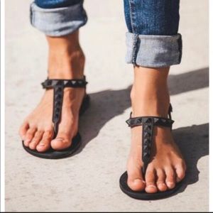 Vici matte black studded sandals